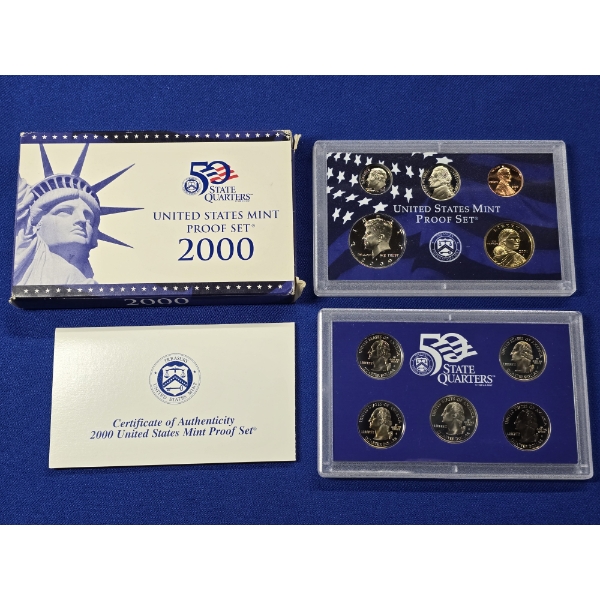 2000-S United States 50 State Quarters Mint Proof Set - 10 Coin Set w/ box & COA
