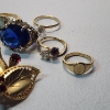 Image 4 : Lot of Assorted Gold-Tone Jewelry Items: Earrings, Rings, Pin - See Photos! 