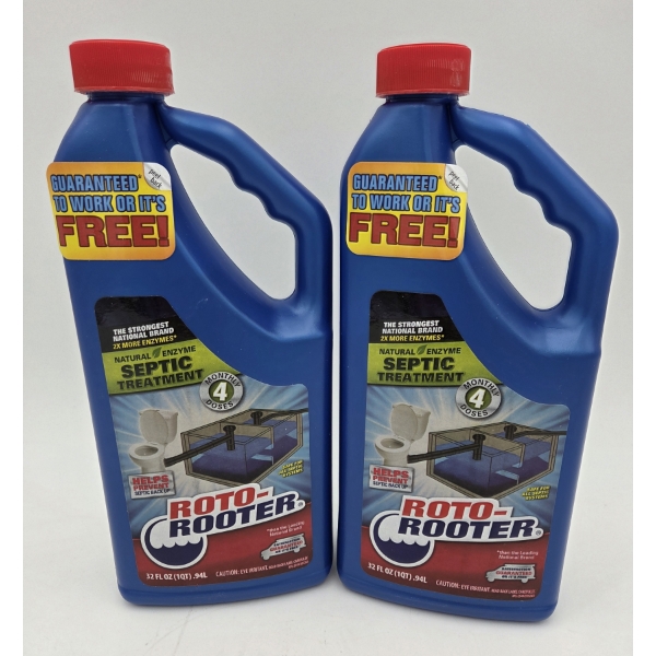 Two New 32oz Roto-Rooter Natural Enzyme Septic Treatment