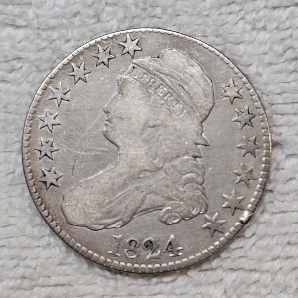 90% Silver 1824 Capped Bust Half-Dollar FV: $.50