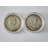 Image 1 : 1962-D & 1963-D Franklin Half Dollars - 90% Silver U.S. Coins in Capsules