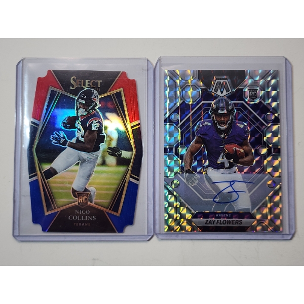 2021 Panini Select Premier Nico Collins Rookie Card & 2023 Panini Mosaic Zay Flowers Rookie Card