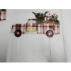 Image 2 : 3 Outdoor Metal Christmas/Holiday Red Plaid Truck and Tree Stakes - Approx. 16in Tall
