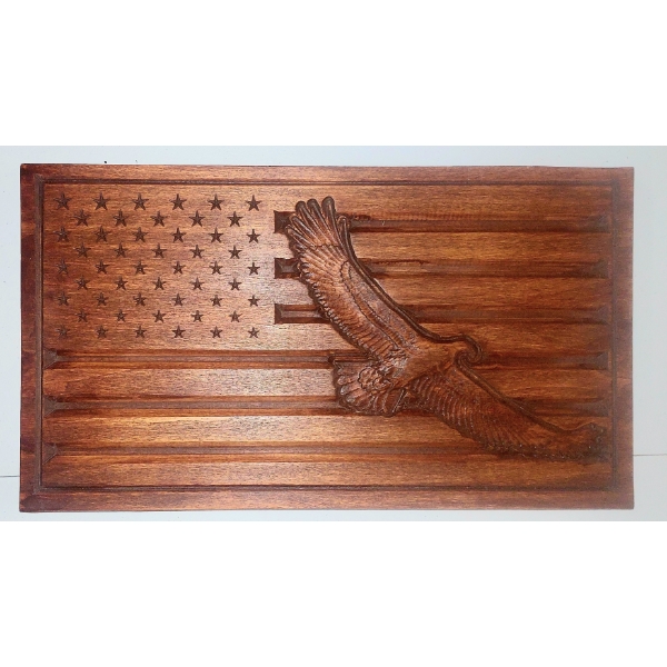 NEW - American Eagle Walnut Wall Plaque - App 20" x 12"