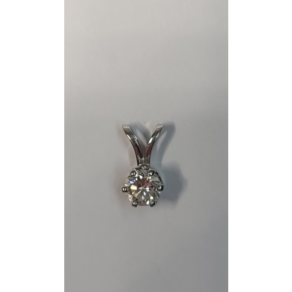 14K White Gold Classic Solitaire Diamond Pendant - Weight: 0.4g