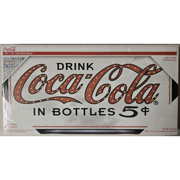 New in Box - 19" x 10" Coca-Cola LED Wall Sign
