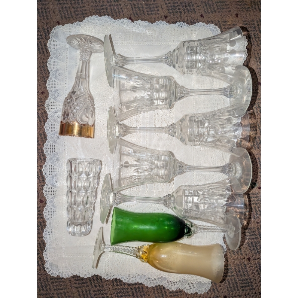 Pretty Drinkware, MCM  Vinal Lace Placemats, Red Glass Trinket Dishes, And More