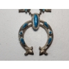 Image 3 : Gorgeous Vintage "Indian Princess Squash Blossom" Silver-Tone and Turquoise Necklace - 24in
