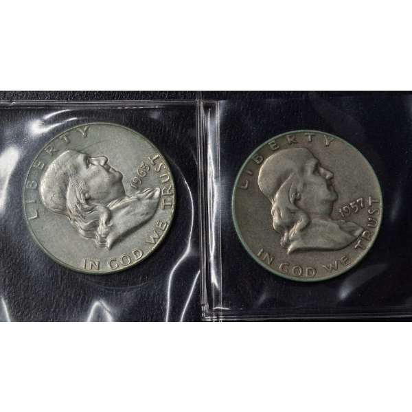 2 Pcs 90% Silver Silver Halves - Franklin - See Pictures