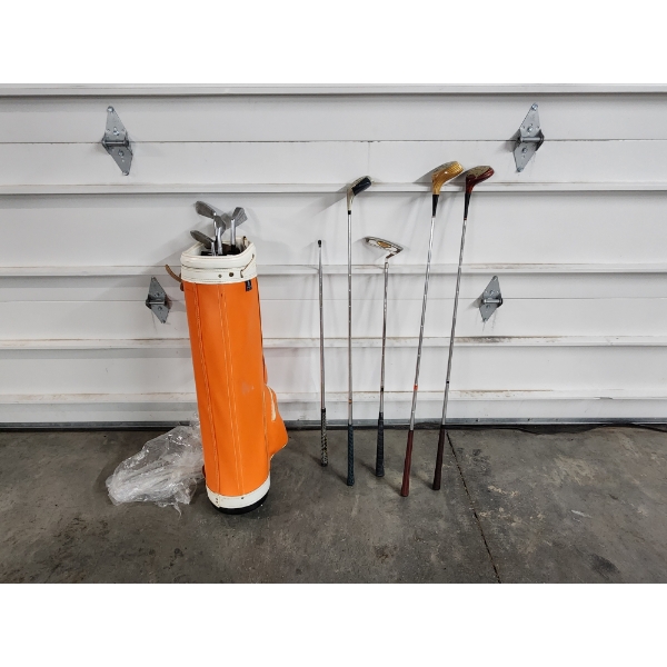 Vintage Ben Hogan Golf Bag with Clubs and Golf Balls
