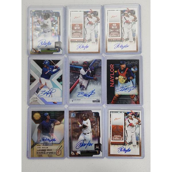 Lot of (9) Assorted Naylor Brothers Autographed Baseball Cards in Holders - Mint or Near Mint Cond.