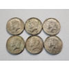 Image 1 : x6 Assorted Years 40% Silver Kennedy Half Dollars FV: $3.00