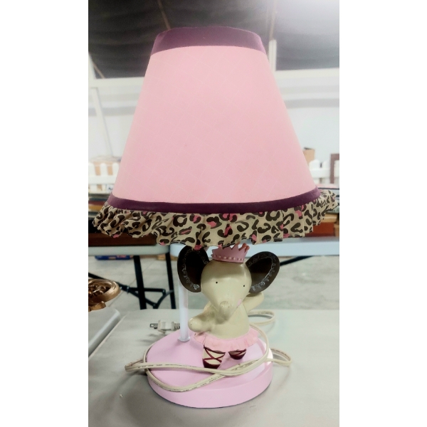Childs Bedroom / Playroom Lamp & Shade With Elephant Figure - See Pics