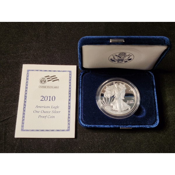 2010-W 1 Oz Silver American Eagle Proof Coin in Original Packaging 