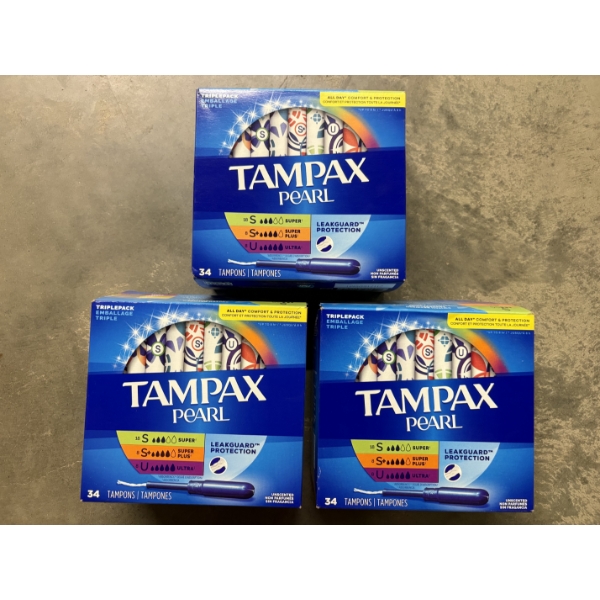 Brand New - Three Boxes Tampax Pearl Tampons