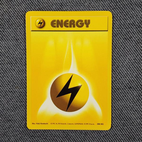 Yellow Lightning Energy 100/102 Vintage Base Set Pokemon Trading Card - Near Mint Condition