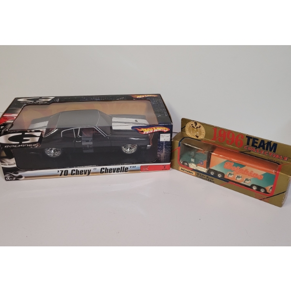 Large '70 Chevy Chevelle Hot Wheel And Matchbox NFL Tractor Trailer