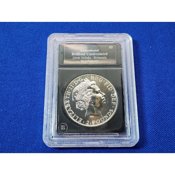 The Bradford Exchange Mint BU 2014 Great Britain Britannia 2 Pounds 1oz .999 Silver Coin