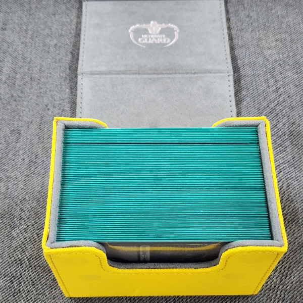 Bright Yellow Ultimate Guard Deck Box With Magic the Gathering Trading Card Deck