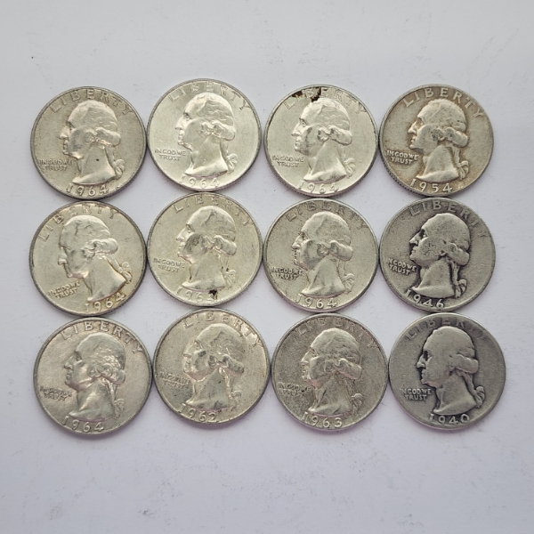 $3.00 Face Value of Assorted Years U.S. Washington 90% Silver Quarters