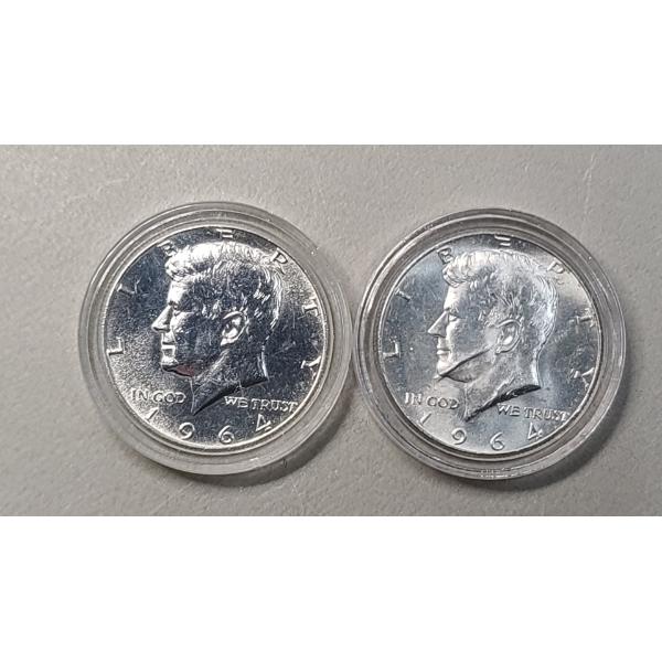 (2) 1964 90% Silver Kennedy Half Dollars - In BU Condition-  Face Value: $1.00