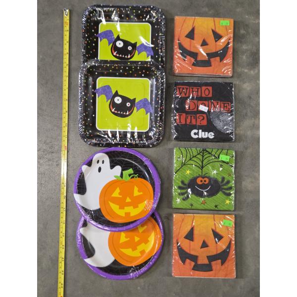 Brand New! Adorable Festive Halloween Napkins & Plates Group