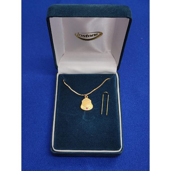 Vintage Hoover Gold-Filled Charm With Diamonds and Ruby on 14K Gold 18" Chain - TW: 4.9g