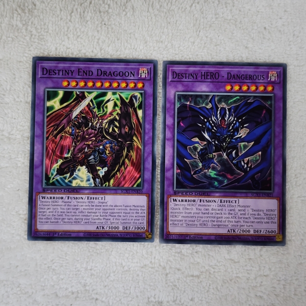 Two Fusion Destiny Hero Yu-Gi-Oh Trading Cards ~ Speed Duel