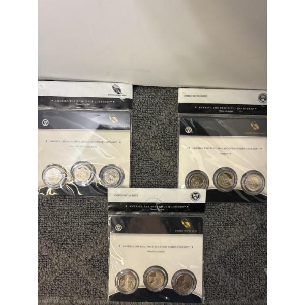 Three United States Mint America the Beautiful Quarters Three-Coin Sets