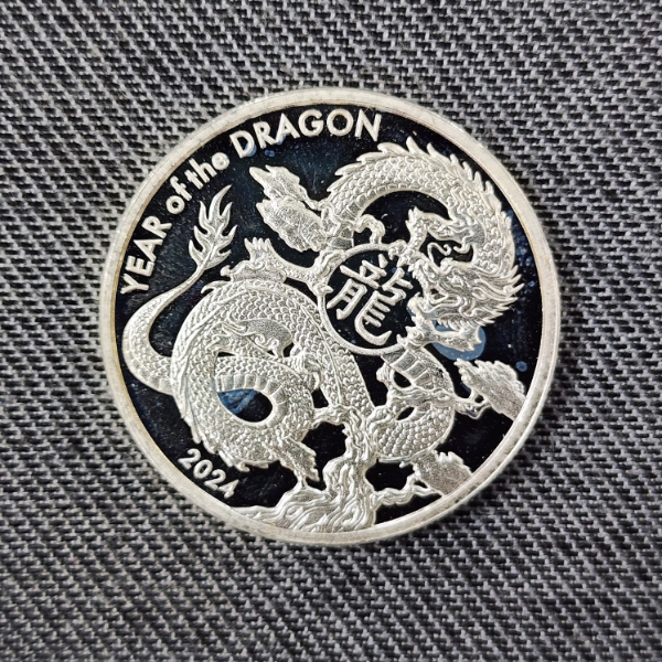 Asahi Refining Lunar Series 2024 Year of the Dragon One Troy Ounce .999 Fine Silver Round