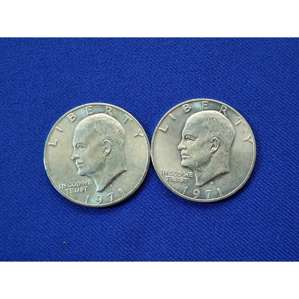 x2 1971-S Eisenhower 40% Silver Dollars
