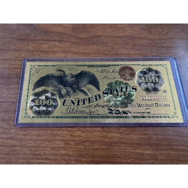 $100 Gold Coin Certificate Gold Back .999999 - 24K Gold Back In Protective Holder - Mint Condition