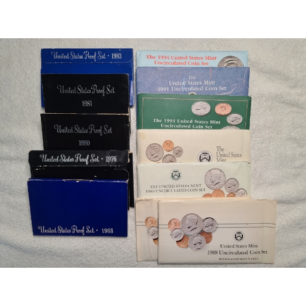 Lot of 12 Assorted United States Proof Sets