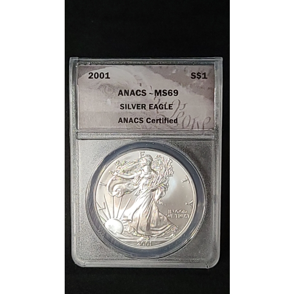 ANACS 2001 MS69 1 oz 999 Fine Silver American Eagle