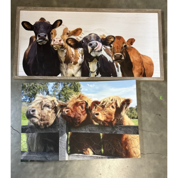 Cow Wall Hanging Photos in Frames - Adorable! - 16x24" & 16x32"