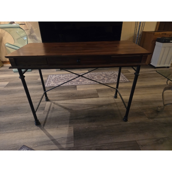 Pretty Wood And Metal Hall Table 43"x30" 