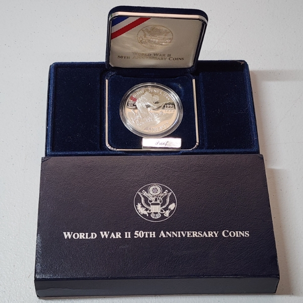 1991-1995 World War II 50th Anniversary Commemorative Silver Dollar 