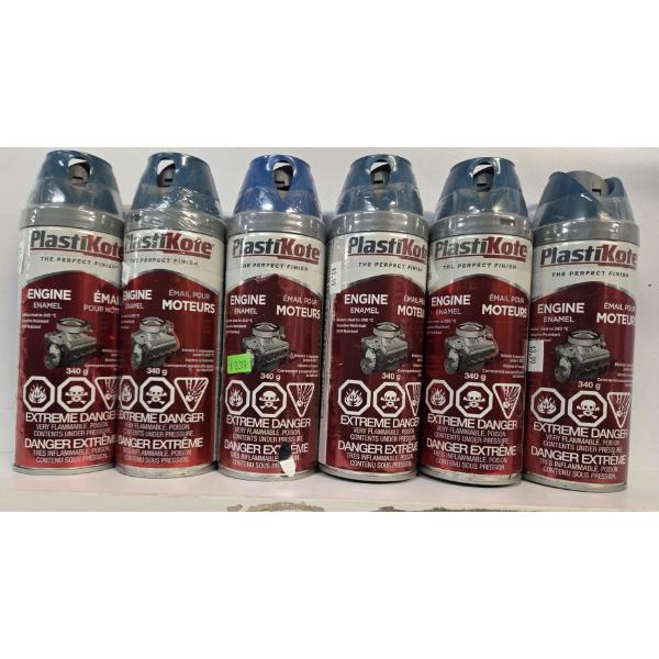 Six Brand New 11OZ Cans Of PlastiKote By Valspar Chevy Blue High Temp Engine Enamel Spray Paint 