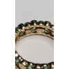 Image 5 : Tests As 14K Yellow Gold Wide Band Ring With Green Gemstones - Size 6 - Weight: 4.8g