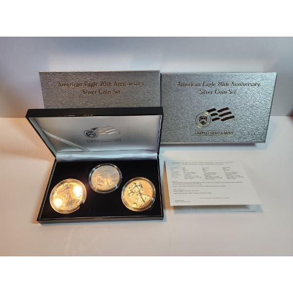 American Eagle 20th Anniversary Silver Coin Set: (3) 2006 1oz Silver Eagles! 