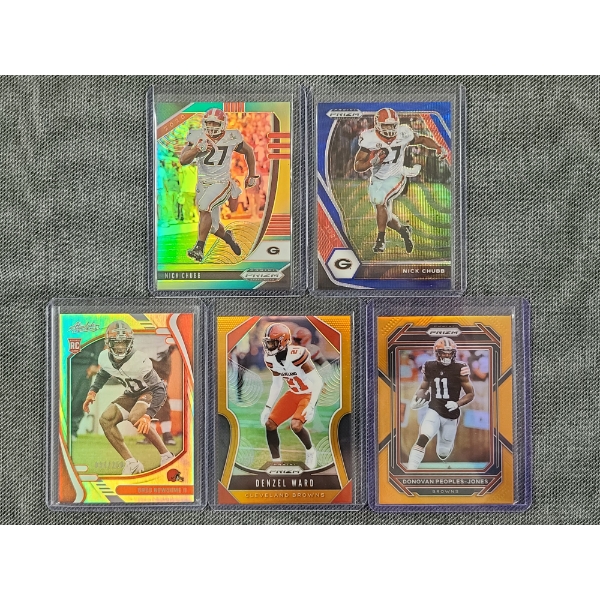 Lot of Five Assorted Panini Football Trading Cards NUMBERED /250 - Cleveland Browns Players 