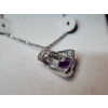 Image 3 : 14K White Gold 18" Necklace with Diamonds and Amethyst Stone Total Weight 7.3g