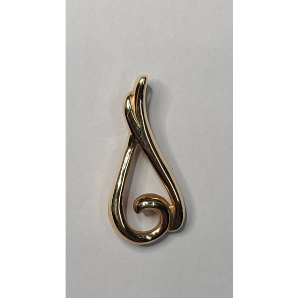 14K Yellow Gold Freeform Necklace Pendant - Weight: 3.3g