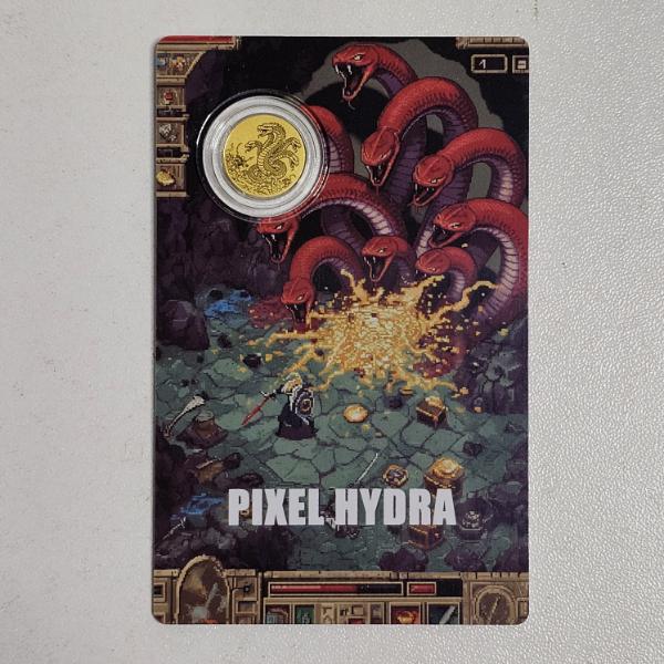 2026 Republic Of Liberia Pixel Hydra 12 Dollars 1/1000 Troy Oz .9999 Fine Gold Coin - AGW 0.001 ozt