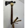 Image 1 : Tomahawk pipe - Pipe Bowl with Axe Head with Carved Arrow & Feathers - 13 inches