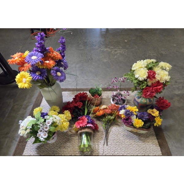 Collection Of Beautiful Artificial Flowers, Vases & Pots