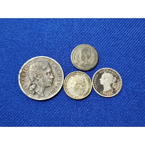 Lot of 4 Assorted Foreign Silver Coins - See Description!  