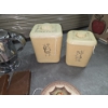Image 3 : Vintage Thermos Set, Amber Ice Box Dish, Coffee & Tea Canisters & Candle Snuffer