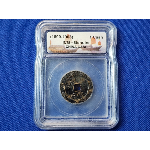 ICG Genuine 1 Cash Chinese Coin From 1890-1908