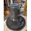 Image 2 : Antique Porcelain Enamel Metal Coffee Pot & Large Charger / Platter - Spatterware